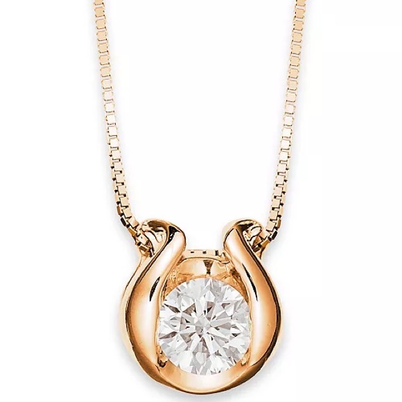 Macy's 14k yellow gold diamond bezel necklace - Picture 7 of 7